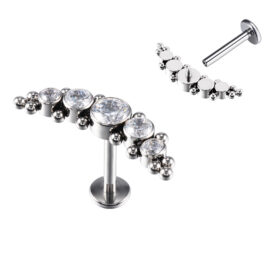 Labret z tytanu z cyrkoniami premium Conch