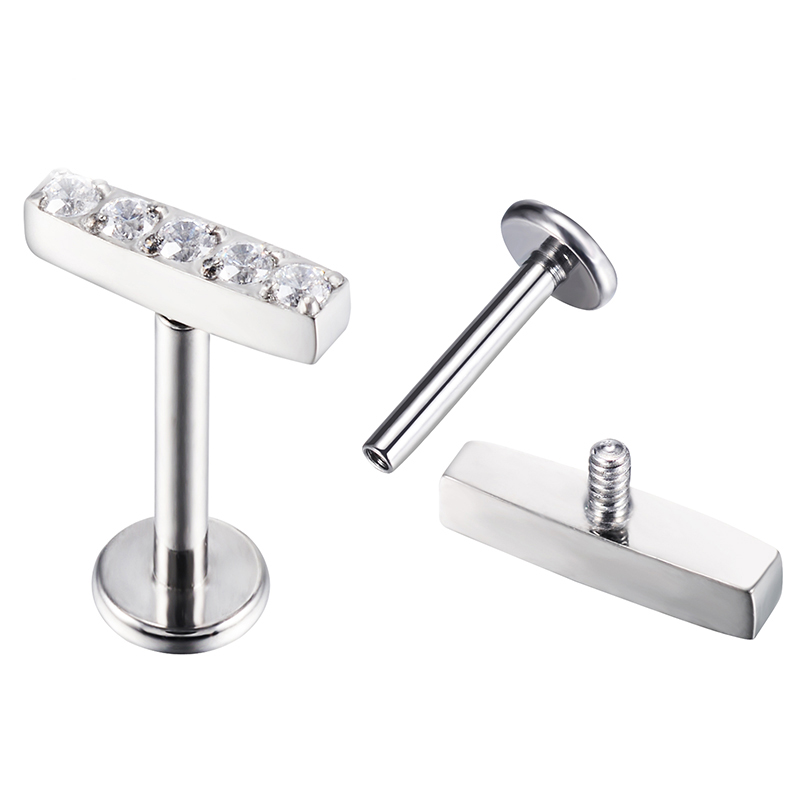 Tytanowy labret opal i cyrkonia Ashley