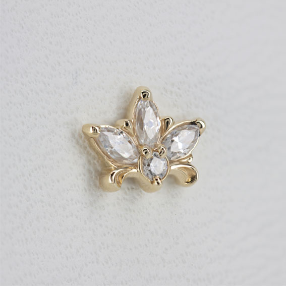 Nakrętka 14k złoto push-in cyrkonie Biżuteria push-in