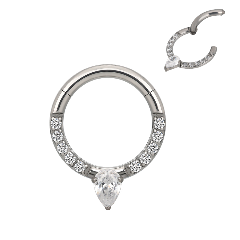 Tytanowy clicker z kryształową kroplą do septum do daith do smiley Części ciała
